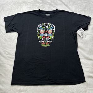New York Yankees Spring Training Shirt New Era Black Skull Youth Size Med 10/12
